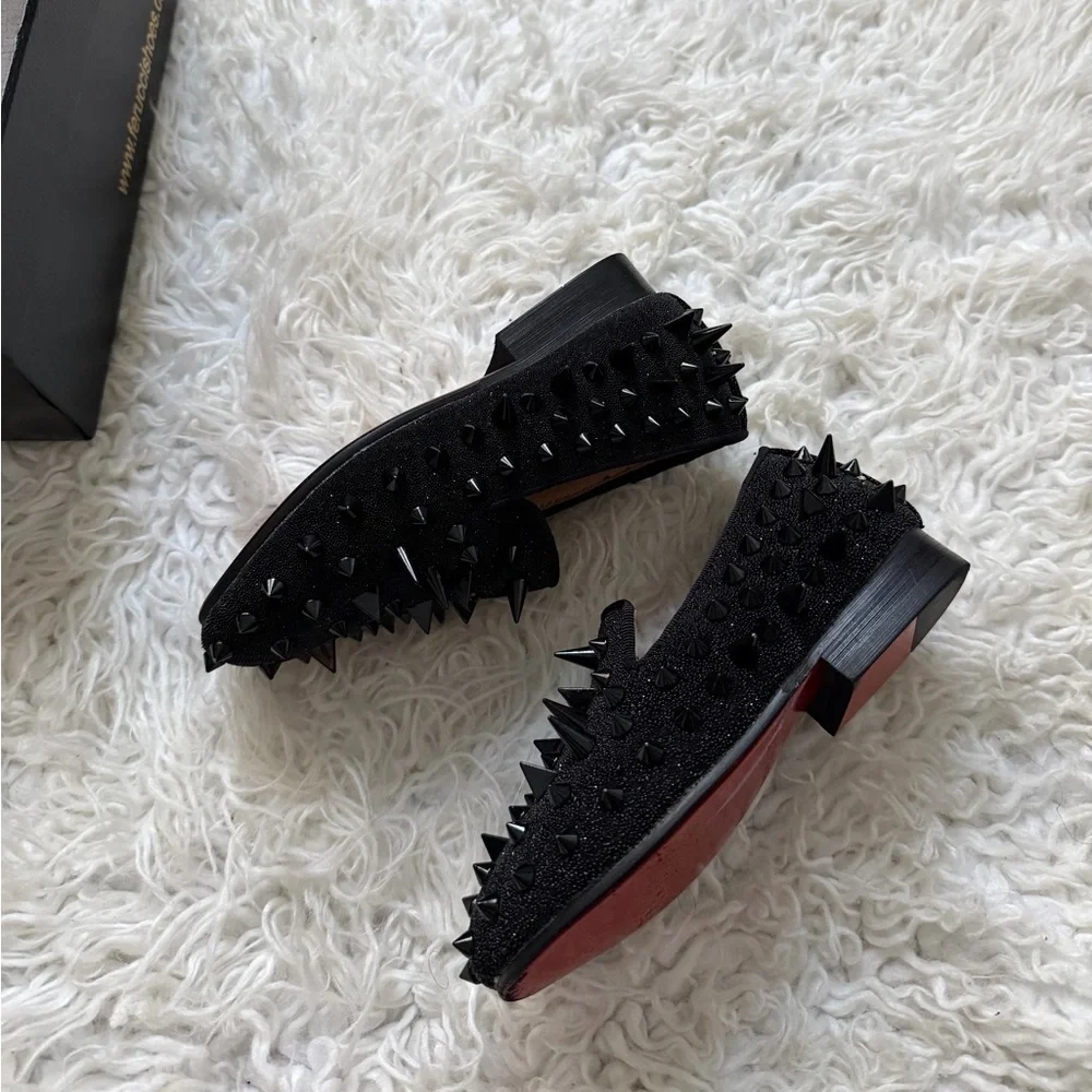 Black Studded Loafers